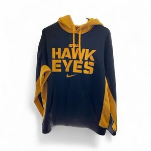 Iowa Hawkeyes Hoodie Mens M Black Gold Nike Therma Fit Pullover Sweatshirt NCAA